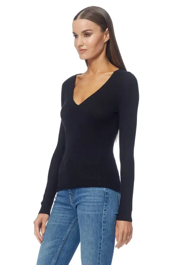 360 Cashmere Haiden V Neck Sweater -  Black - Image 3