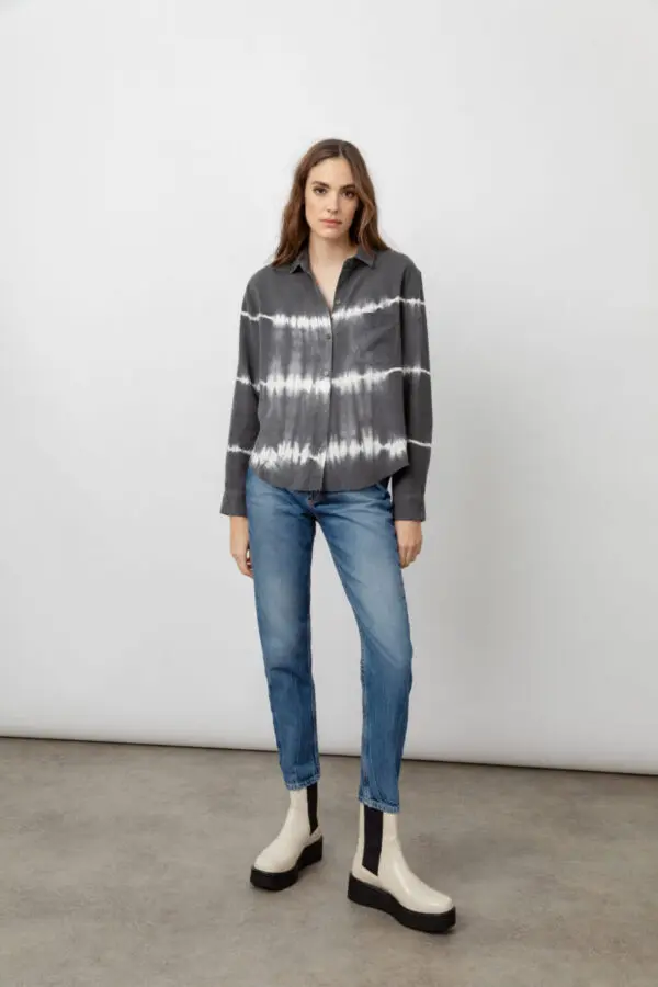 Rails Ingrid Raw Shirt - Coal White Waves - Image 4