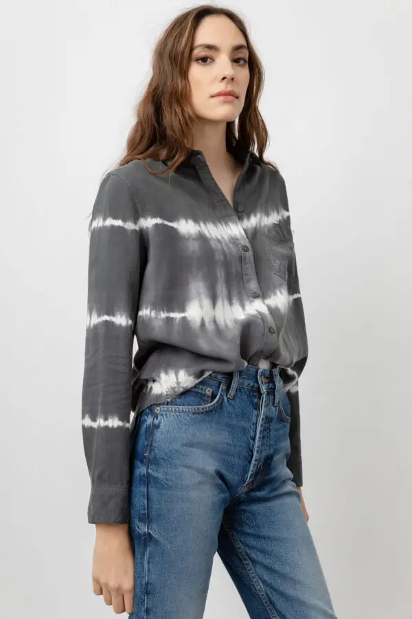 Rails Ingrid Raw Shirt - Coal White Waves - Image 2