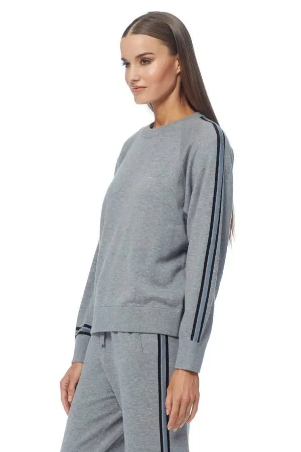 360 Cashmere Carrie Crewneck Sweater - Mid Heather Grey / Multi - Image 4