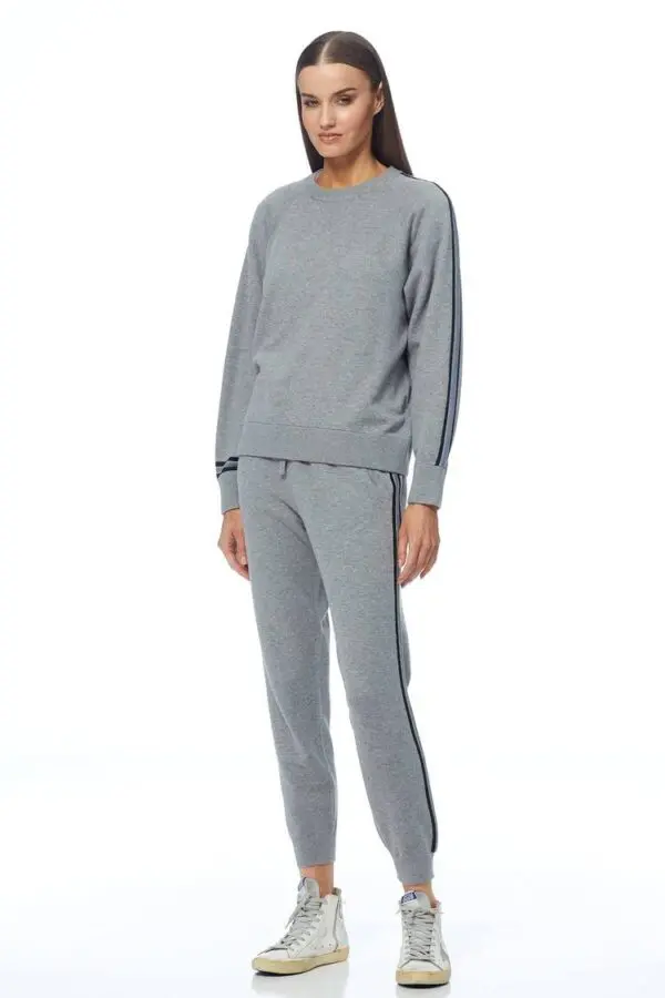 360 Cashmere Carrie Crewneck Sweater - Mid Heather Grey / Multi - Image 3