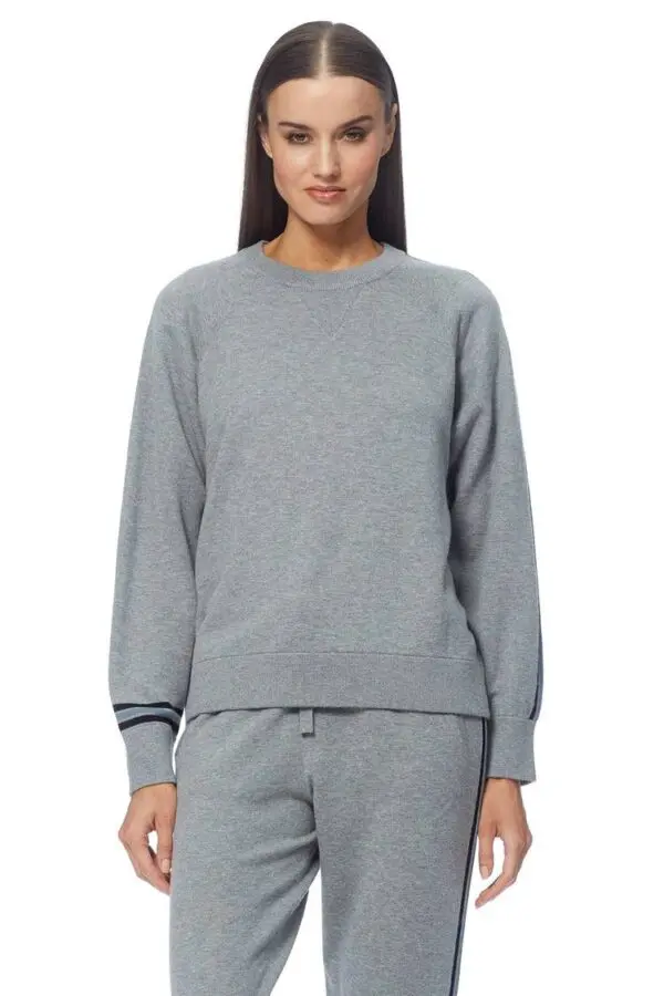 360 Cashmere Carrie Crewneck Sweater - Mid Heather Grey / Multi