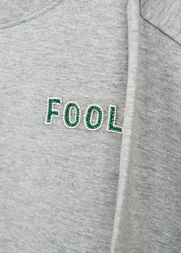 Essentiel Antwerp Aloe Vera T Shirt With Beads - Smokey Grey SG13 - Image 2