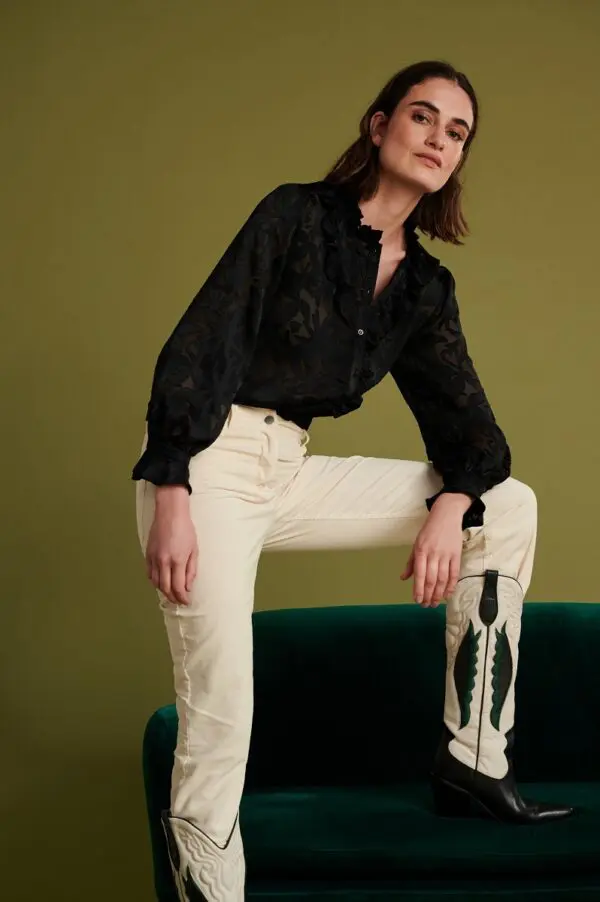 POM Amsterdam SP6603 Blouse - Flowers Silhouette Black - Image 5