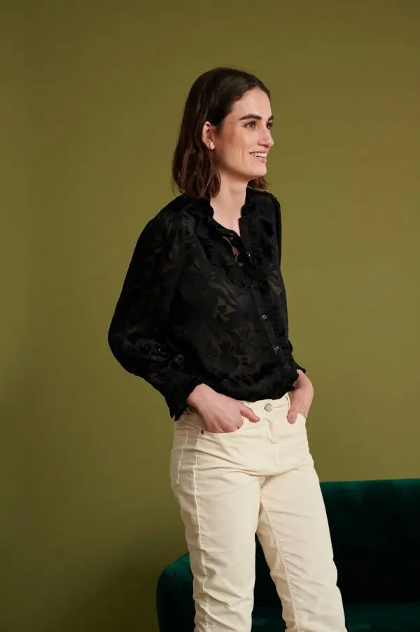 POM Amsterdam SP6603 Blouse - Flowers Silhouette Black - Image 3