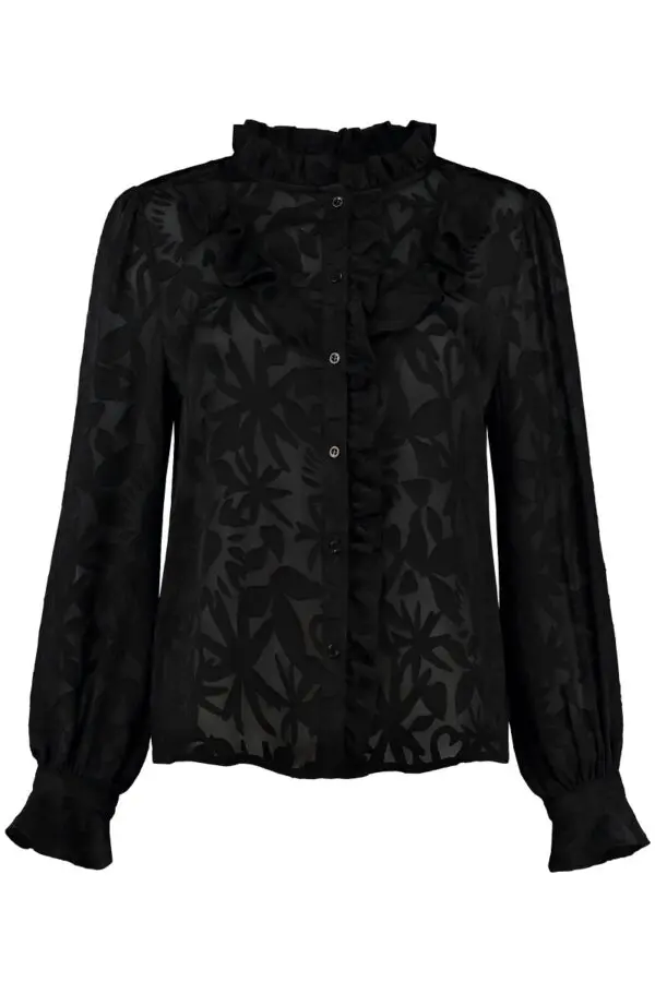 POM Amsterdam SP6603 Blouse - Flowers Silhouette Black