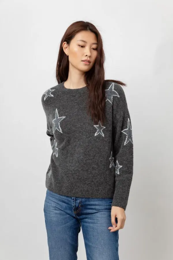 Rails Virgo Sweater - Charcoal White Stars - Image 3
