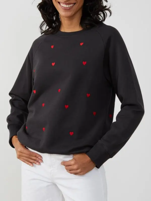 South Parade Rocky Mini Hearts Sweatshirt - Black