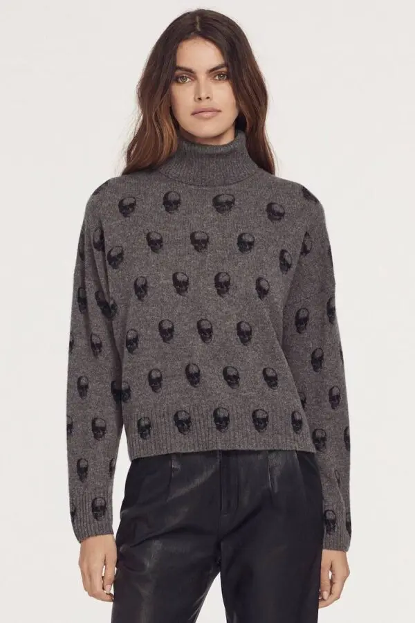 360 Cashmere Maclin Turtleneck - Dark Heather Grey