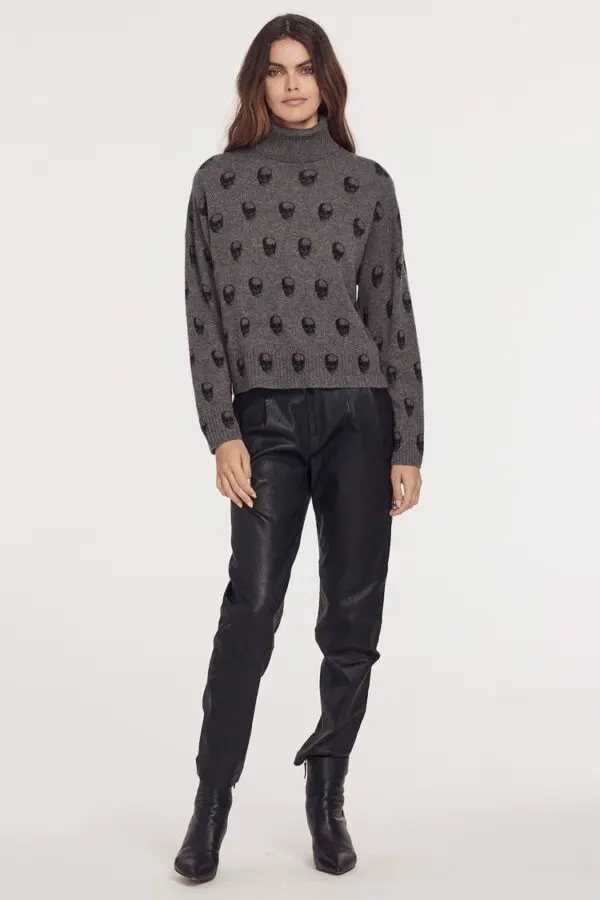 360 Cashmere Maclin Turtleneck - Dark Heather Grey - Image 3