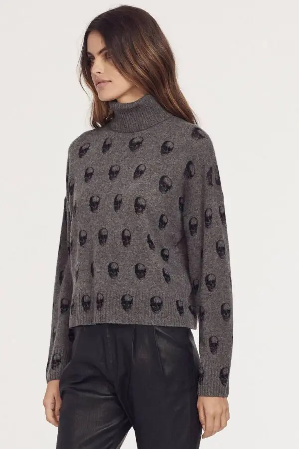 360 Cashmere Maclin Turtleneck - Dark Heather Grey - Image 2