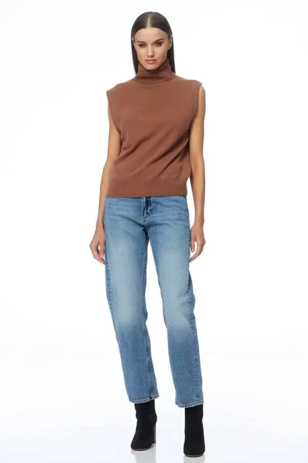 360 Cashmere Gloria Sleeveless Turtleneck - Chestnut - Image 2