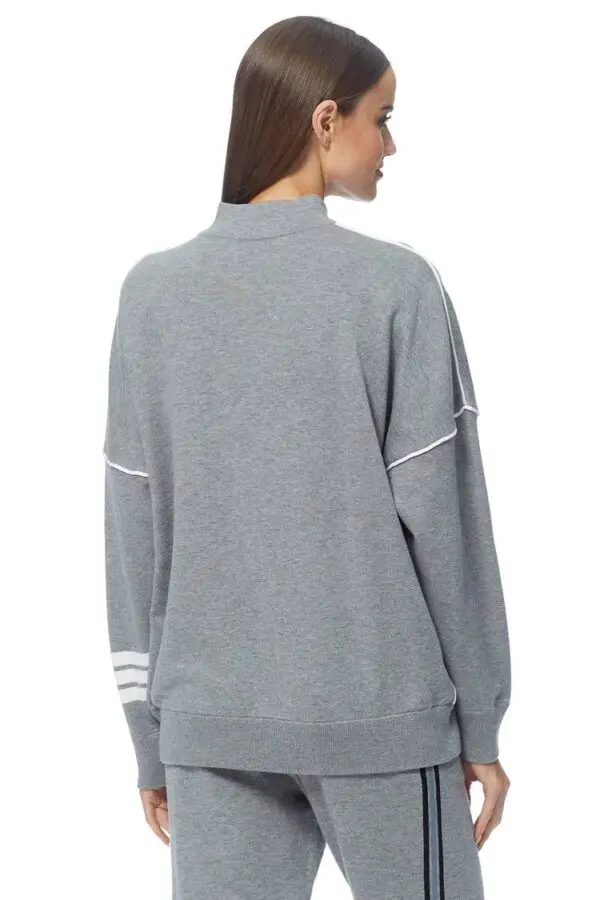 360 Cashmere Kellie Sweater - Mid Heather Grey / Chalk - Image 3