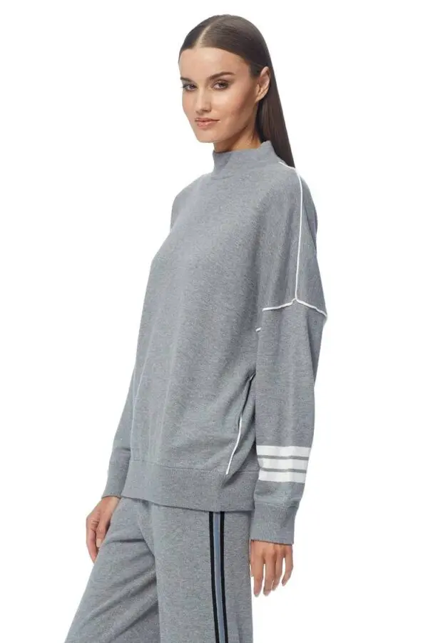360 Cashmere Kellie Sweater - Mid Heather Grey / Chalk - Image 4