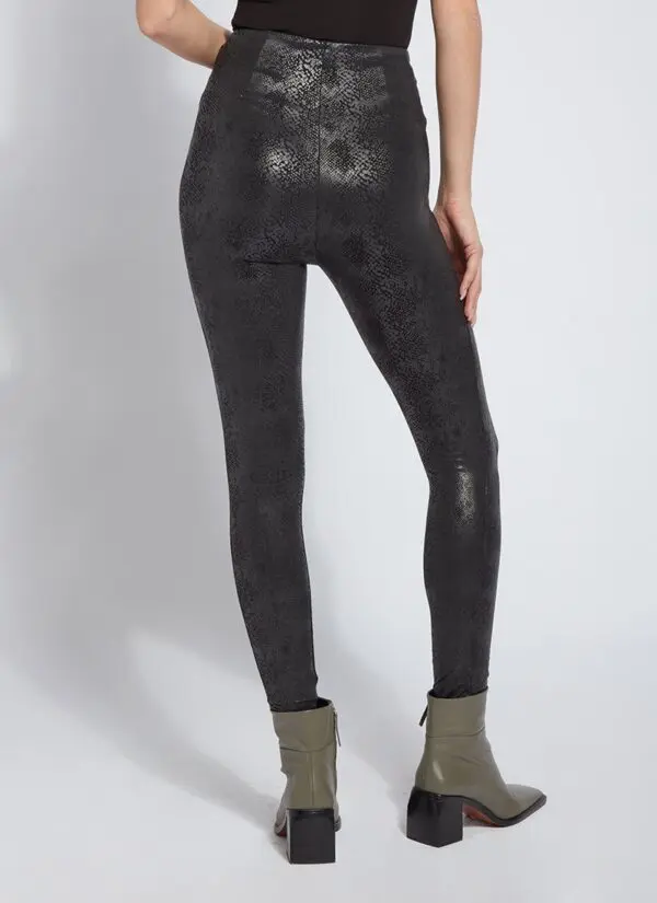 Lyssé Matilda Foil Vegan Leather Legging - Black Snake - Image 3