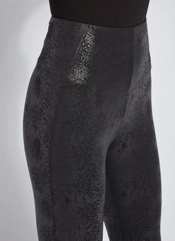 Lyssé Matilda Foil Vegan Leather Legging - Black Snake - Image 2