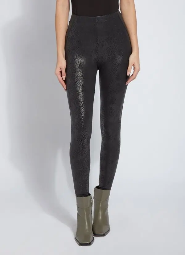 Lyssé Matilda Foil Vegan Leather Legging - Black Snake