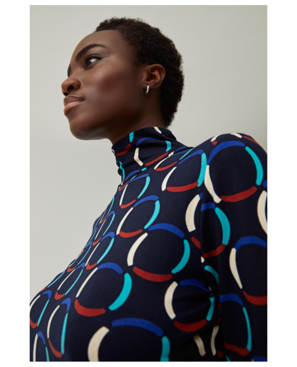 Surkana High Neck Long Sleeve Top - Blue - Image 3