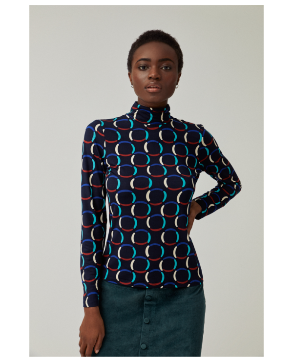 Surkana High Neck Long Sleeve Top - Blue