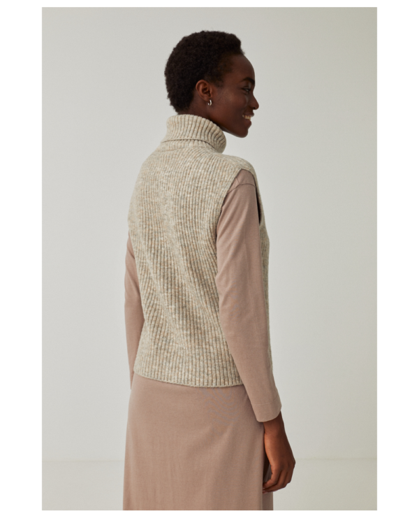 Surkana Turtleneck Knitted Waistcoat - Stone - Image 4
