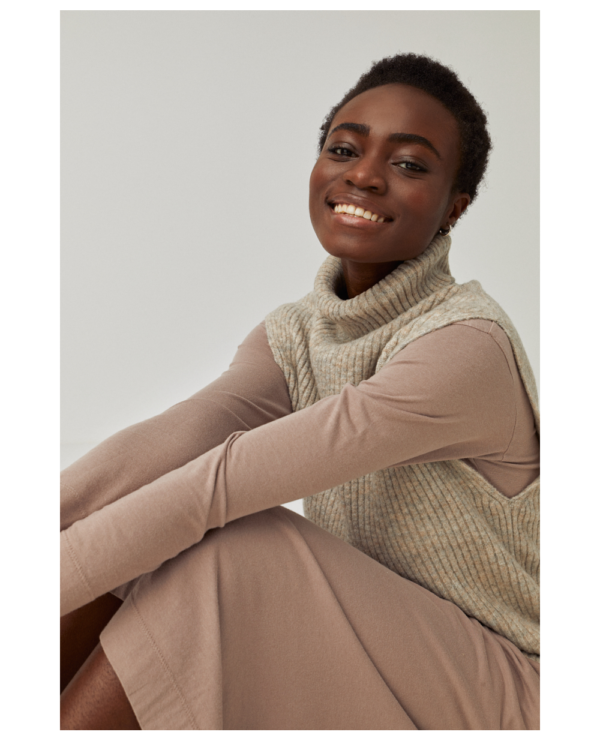 Surkana Turtleneck Knitted Waistcoat - Stone - Image 3