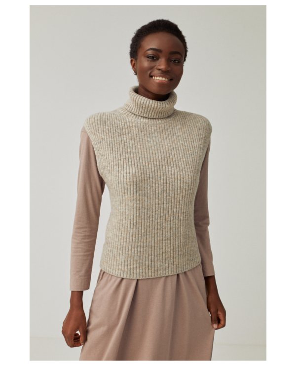 Surkana Turtleneck Knitted Waistcoat - Stone