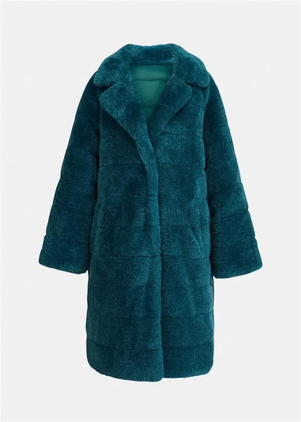Essentiel Antwerp Alexander Faux Fur Puffer Coat - Teal - Image 2