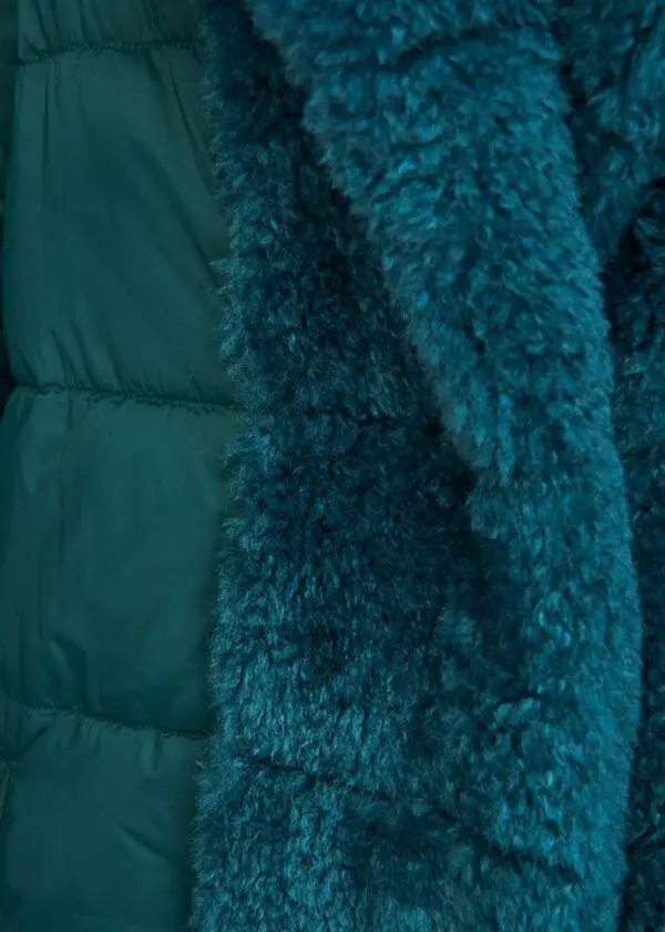 Essentiel Antwerp Alexander Faux Fur Puffer Coat - Teal - Image 3