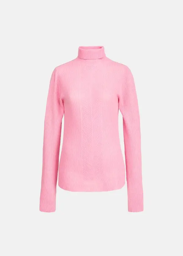 Essentiel Antwerp Athena Rib High Neck Sweater - Lipstick Wonder LW26