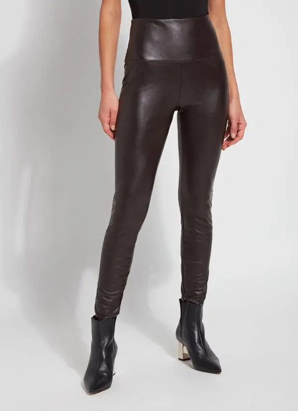 Lyssé Texture Vegan Leather Leggings - Double Espresso