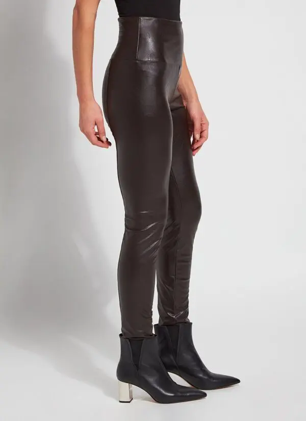 Lyssé Texture Vegan Leather Leggings - Double Espresso - Image 4