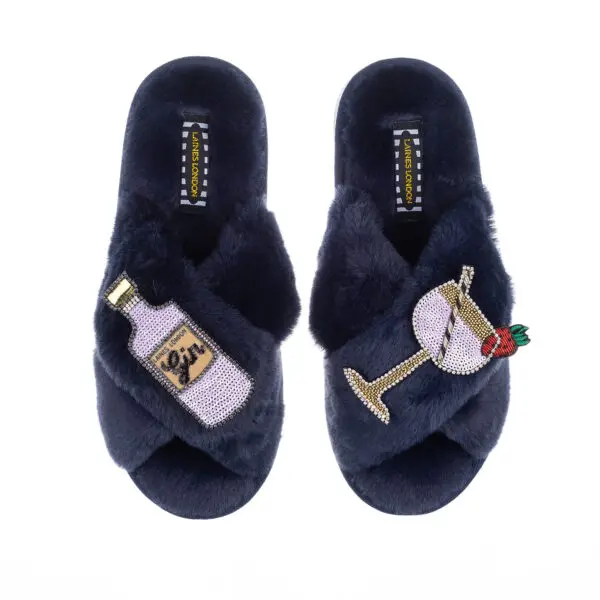 Laines London Classic Slipper With Premium Deluxe Gin Brooches