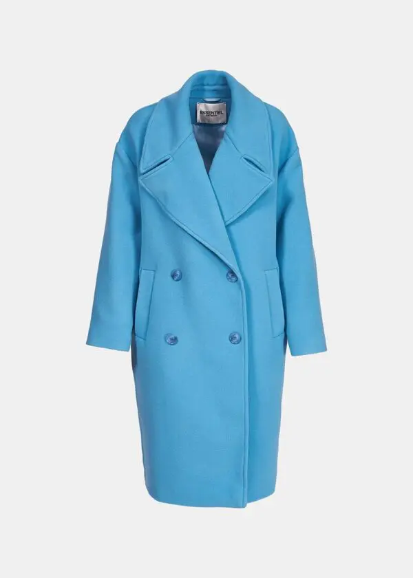 Essentiel Antwerp Cozy Double-Breasted Coat - Blue