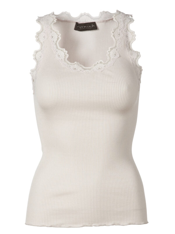 Rosemunde Silk Cotton Lace Top - Soft Powder