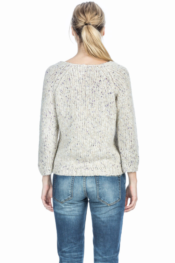 Lilla P Raglan Sleeve V Neck Top - Oatmeal Ribbon - Image 3