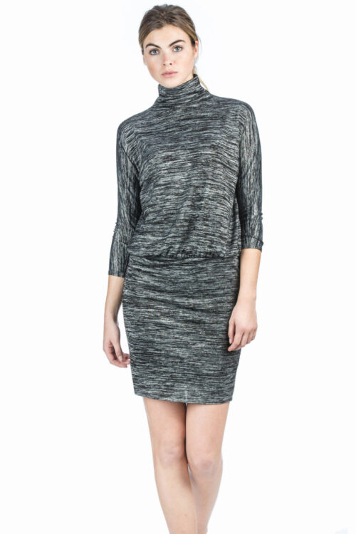 Lilla P 3/4 Sleeve Blouson Dress – Black Space Dye