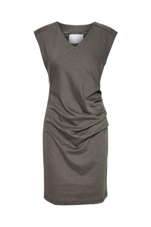 Kaffe India V Neck Sleeveless Dress  – Dark Grey Melange