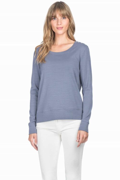 Lilla P Long Sleeve Button Shoulder Top – Shale