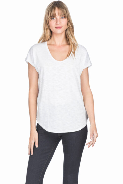 Lilla P Short Sleeve Easy Scoop Neck – White