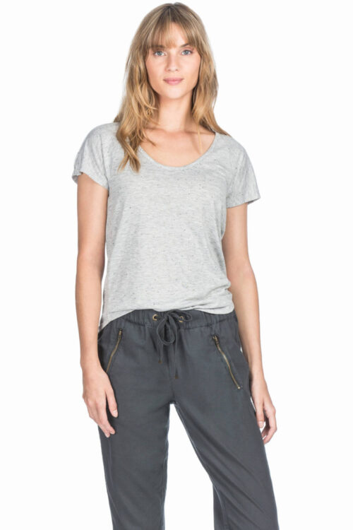 Lilla P Short Sleeve Scoop Neck Tee – Grey Nep