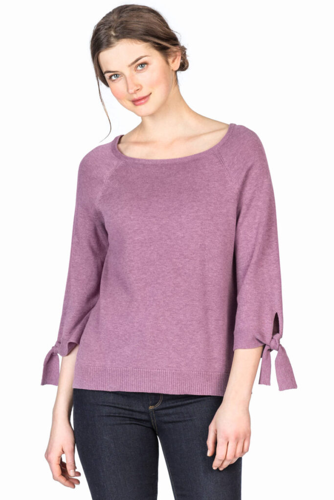 Lilla P Tie Sleeve Boatneck Sweater - Sugarplum