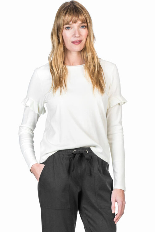 Lilla P L/S Ruffle Sleeve Top – Winter White