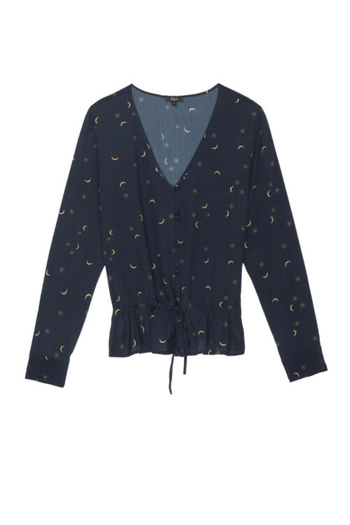 Rails Beaux Silk Top – Navy Crescent Moon