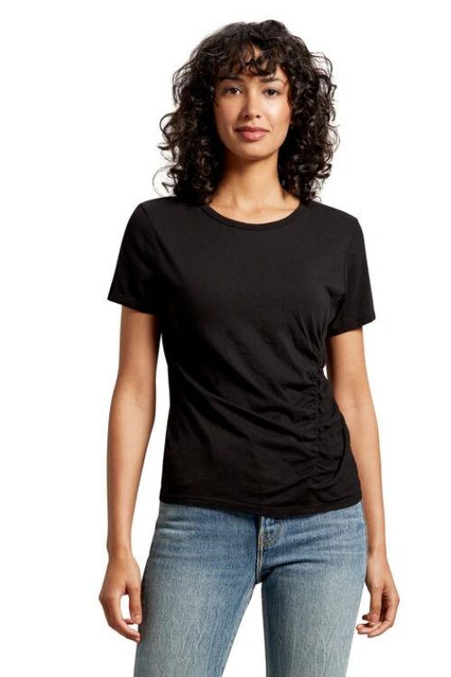 Michael Stars Jess Asymmetrical Ruched Tee – Black