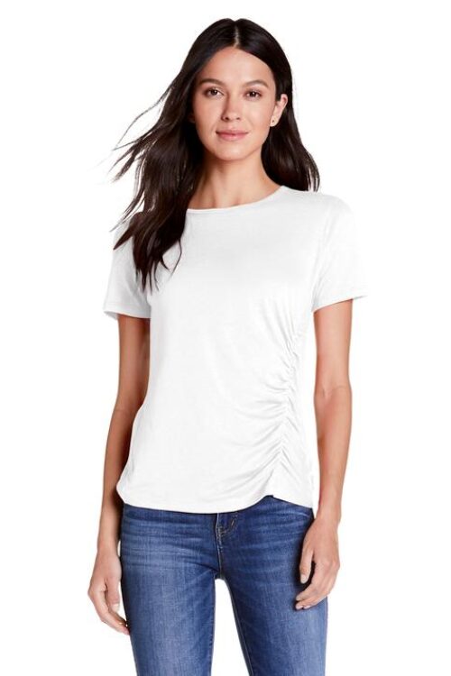 Michael Stars Jess Asymmetrical Ruched Tee – White