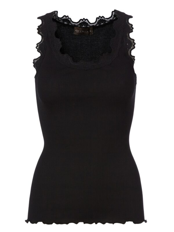 Rosemunde 5205 Silk Top with Lace Trim - Black