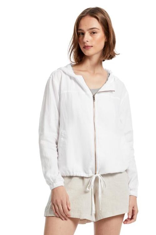 Michael Stars Sierra Linen Hooded Jacket – White