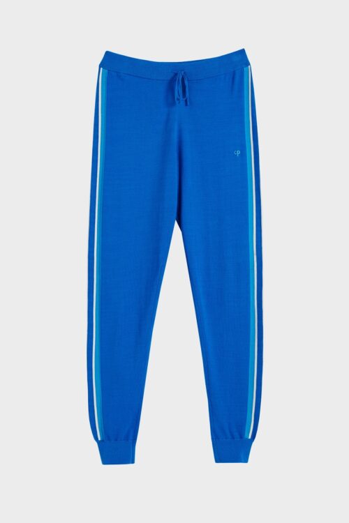 Chinti & Parker Seaside Stripe Track Pant – Royal Blue / Turquoise / Cream