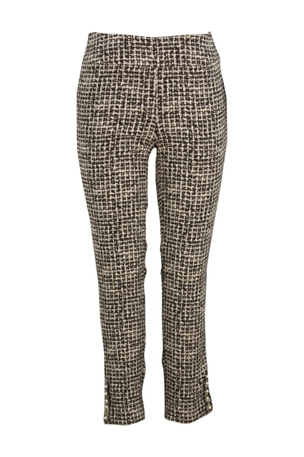 Up Pants 66576 Techno Side Split Pull On Trouser - Dogtooth