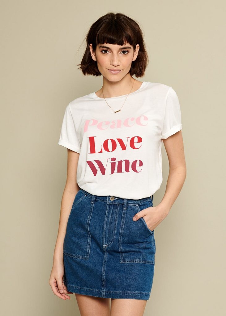 South Parade Lola Peace Love Wine T Shirt - White
